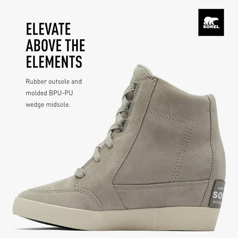 Sorel Out 'N About Wedge Gray Suede Boots NL4913-081 Dove/Quarry Women’s 6.5 - Picture 3 of 10